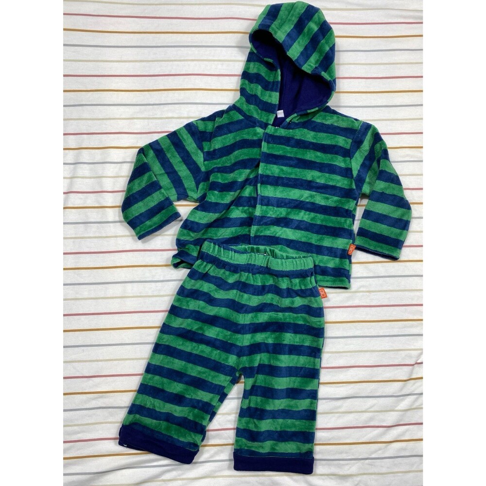 Magnificent Baby 6M Green & Blue Striped Hoodie and Pants Set